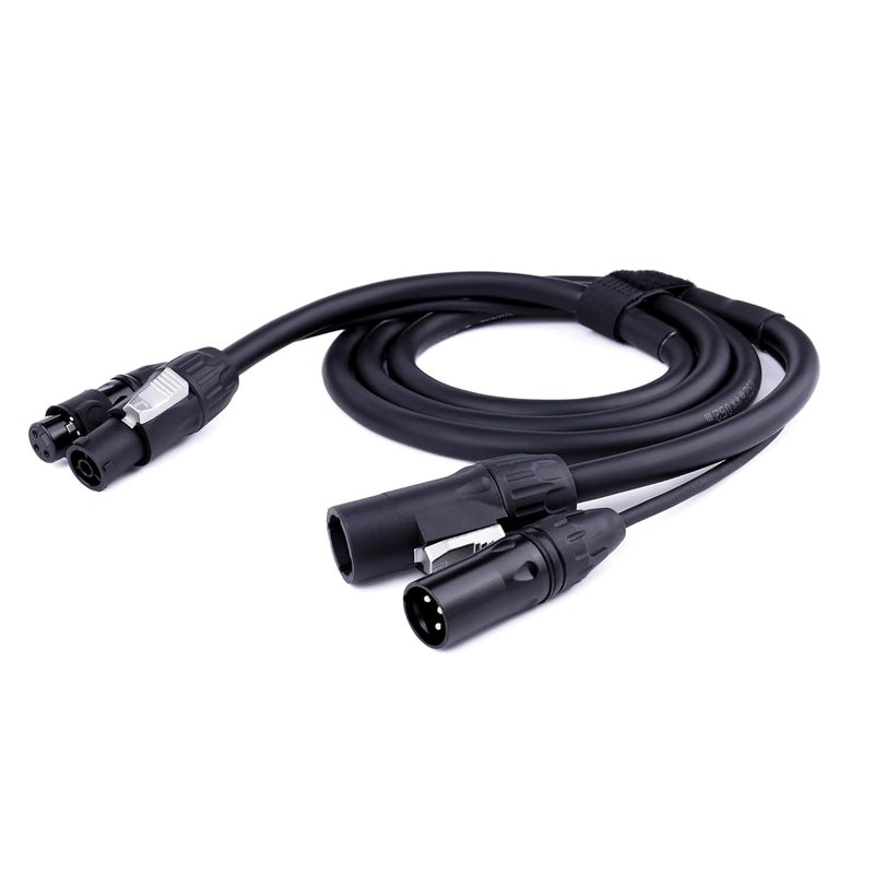 BESCOOS كابل طاقة Twist/DMX مقاوم للماء IP65 13AWG موصل طاقة خارجي SAC3FX إلى SAC3MX وموصل إشارة XLR للإضاءة المسرحية هجين مع تكامل إشارة طاقة مكبر الصوت النشط (6 أقدام) - Image 2
